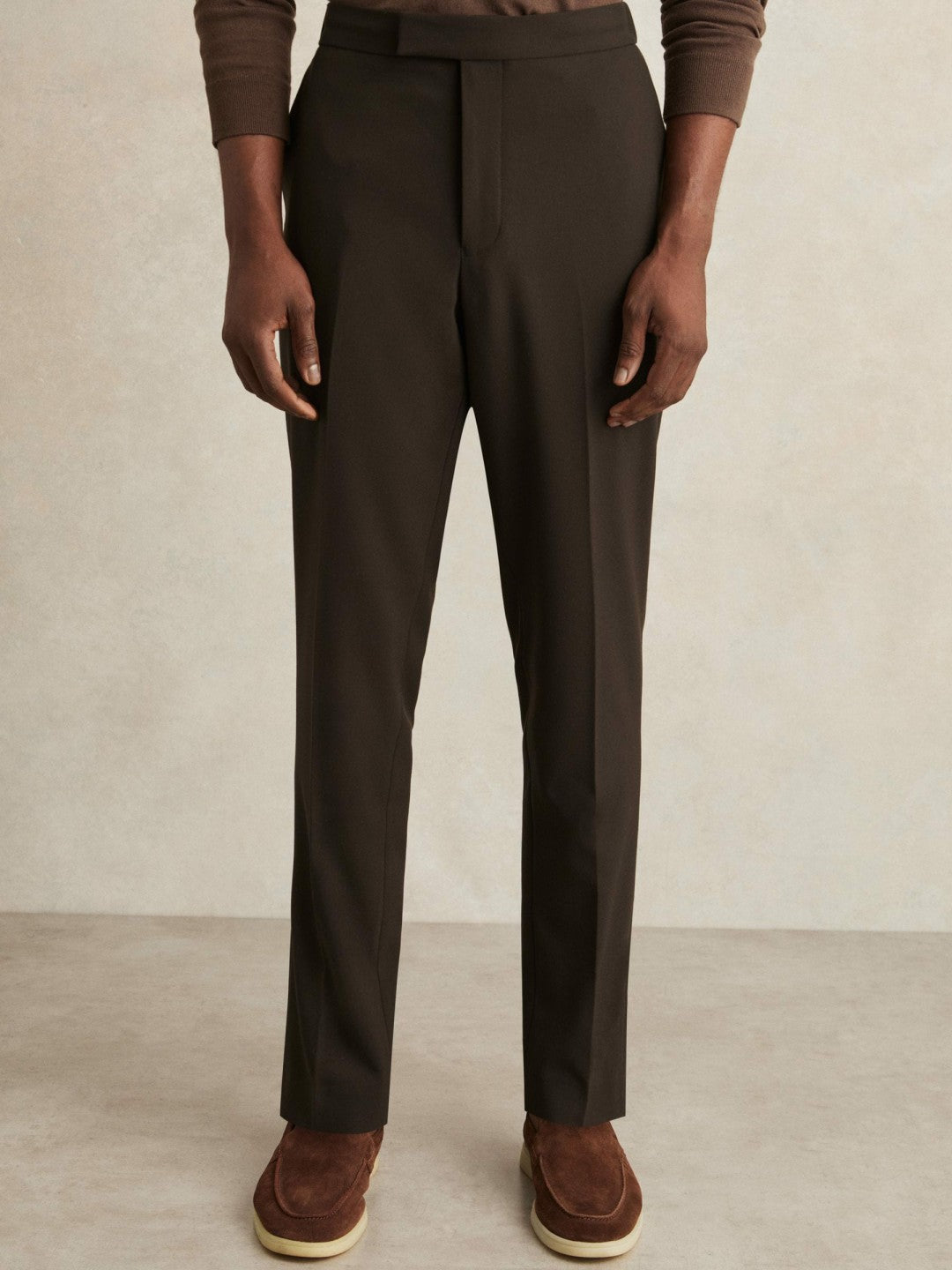 Reiss | Slim-Fit Internal-Drawstring Trousers in Brown