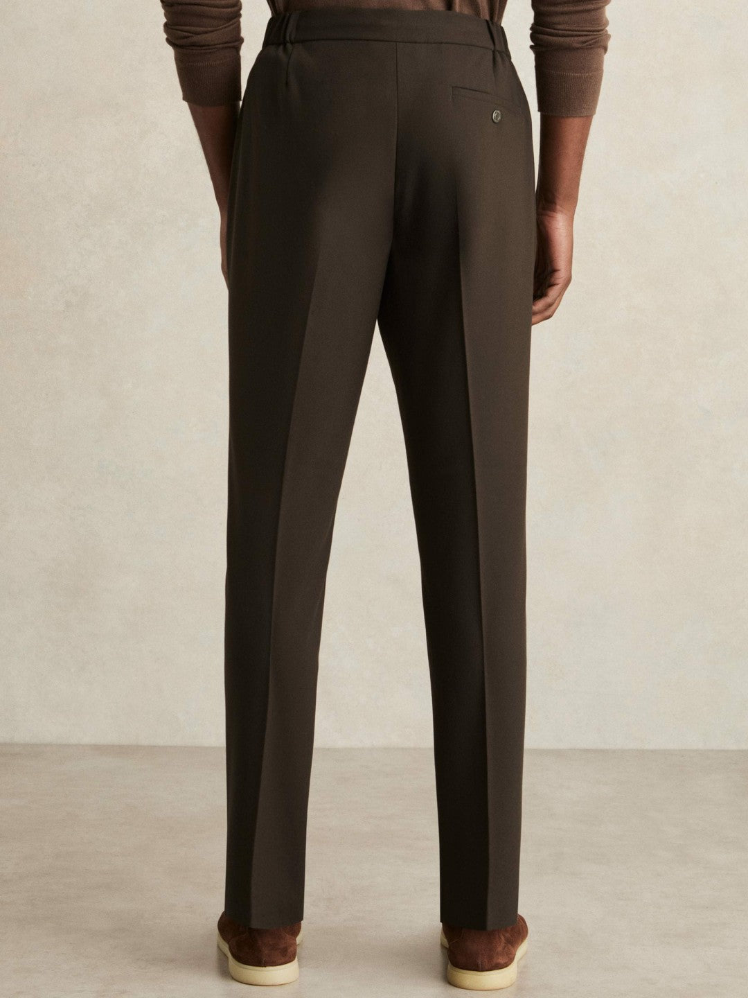 Reiss | Slim-Fit Internal-Drawstring Trousers in Brown