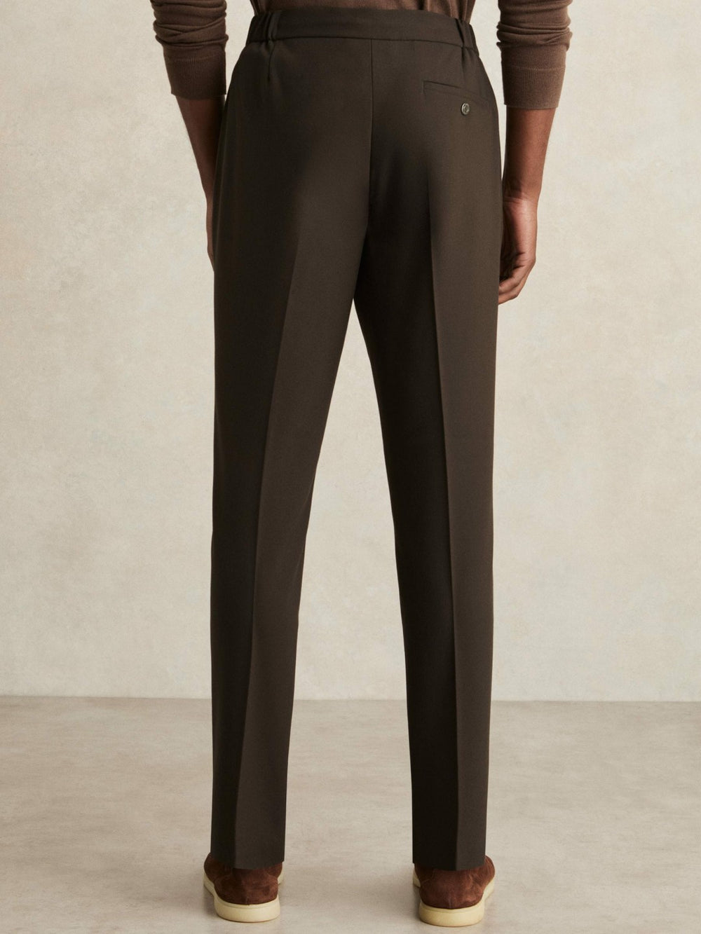 Reiss | Slim-Fit Internal-Drawstring Trousers in Brown