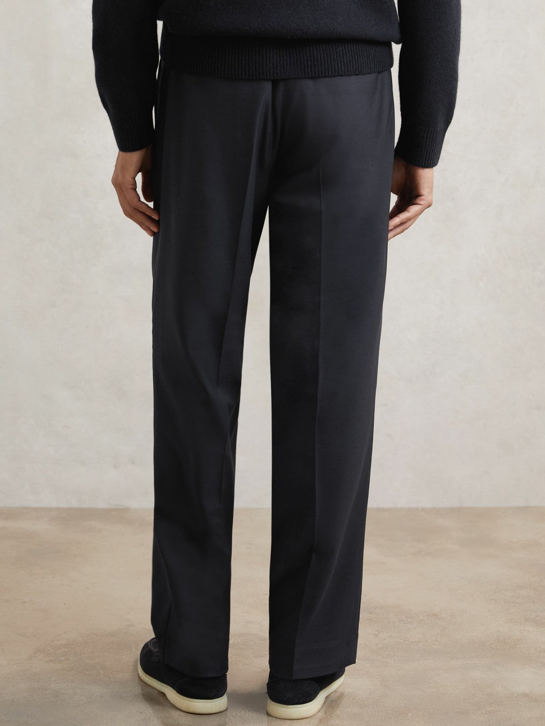Reiss | Relaxed-Fit Twill Drawstring Trousers in Navy