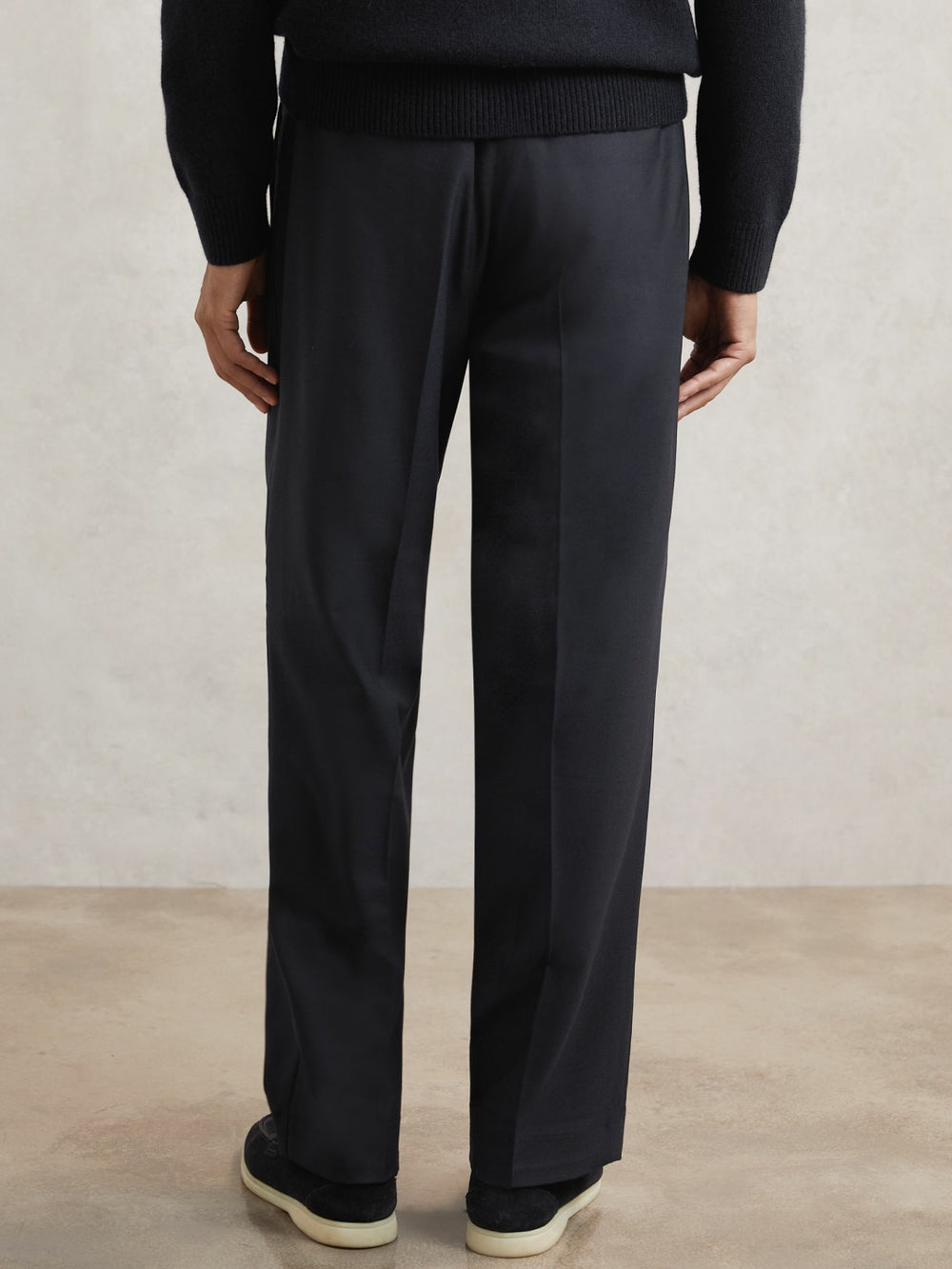 Reiss | Relaxed-Fit Twill Drawstring Trousers in Navy