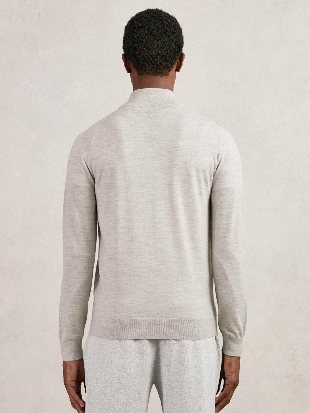 Reiss | Merino Wool Zip Through Cardigan in Wicker Brown Melange