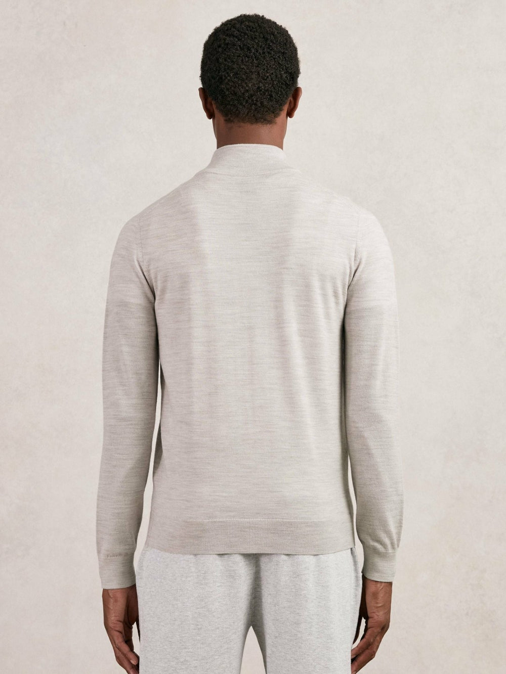 Reiss | Merino Wool Zip Through Cardigan in Wicker Brown Melange
