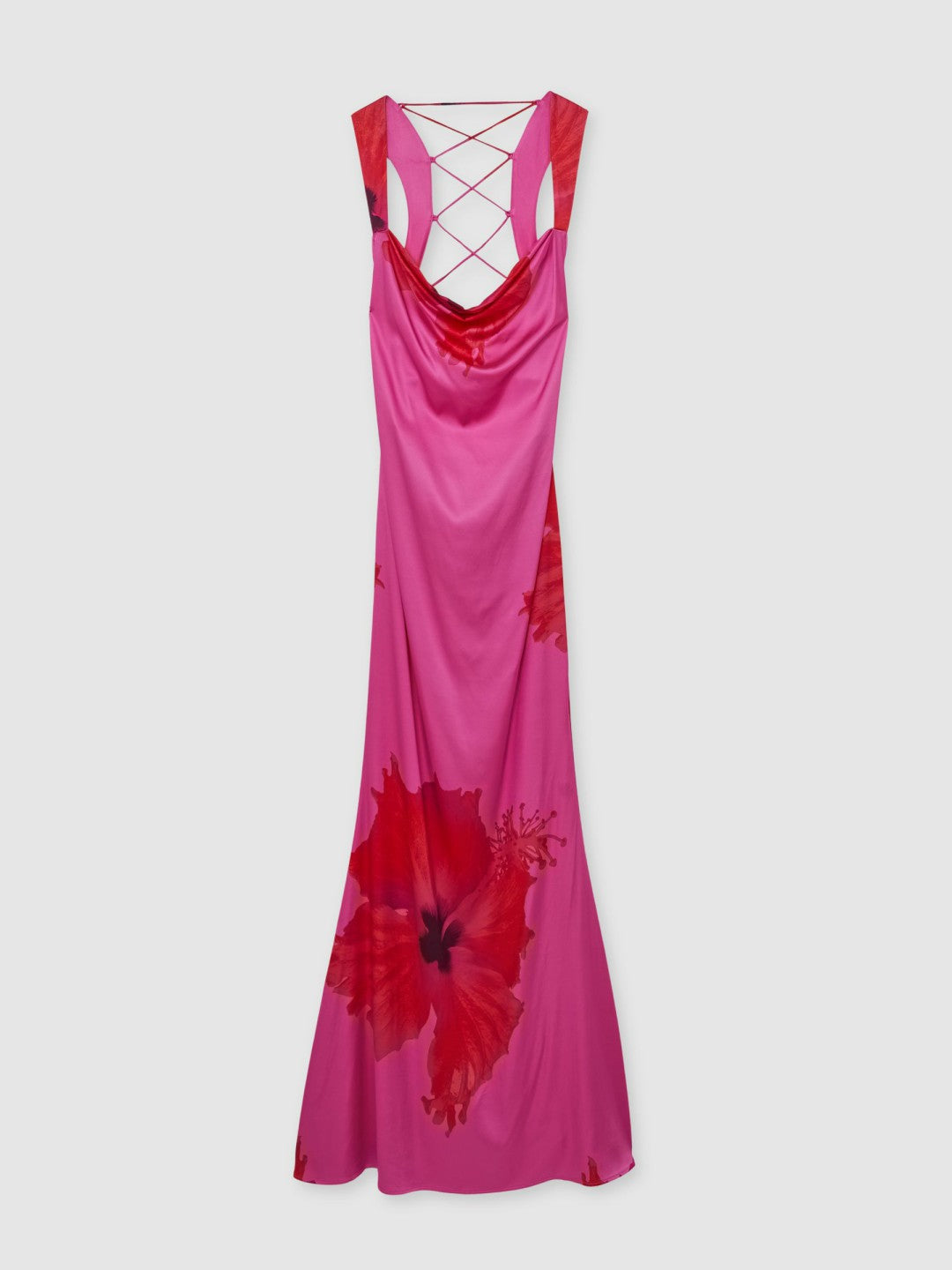 Reiss | Good American Satin Floral Maxi Dress in Pink