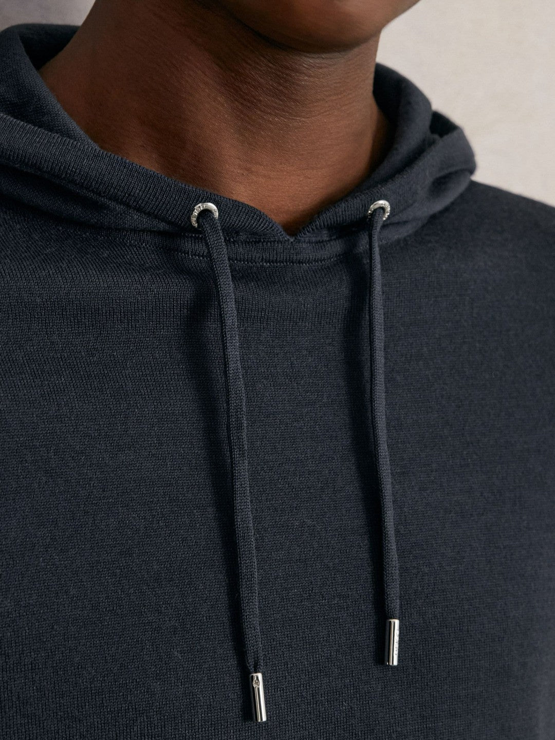 Reiss | Merino Wool Drawstring Hoodie in Midnight Navy