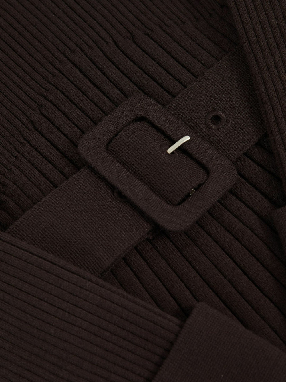 Reiss | 3-9 yrs Rib-Knit Roll-Neck Belted Dress in Chocolate