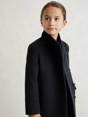 Reiss | 3-9 yrs Wool-Blend Funnel-Neck Coat in Navy
