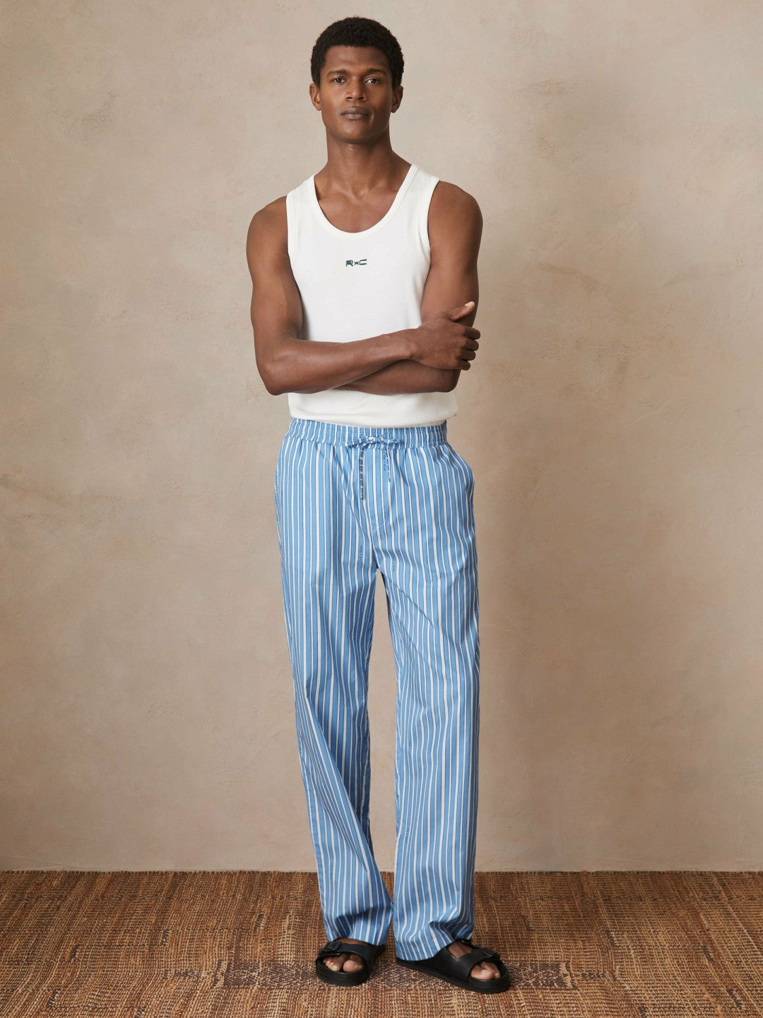 Reiss | | Ché Poplin Stripe Trousers in Bright Blue/White