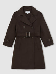 Reiss | 13-14 yrs Double-Breasted Blindseam Wool-Blend Coat in Chocolate Brown