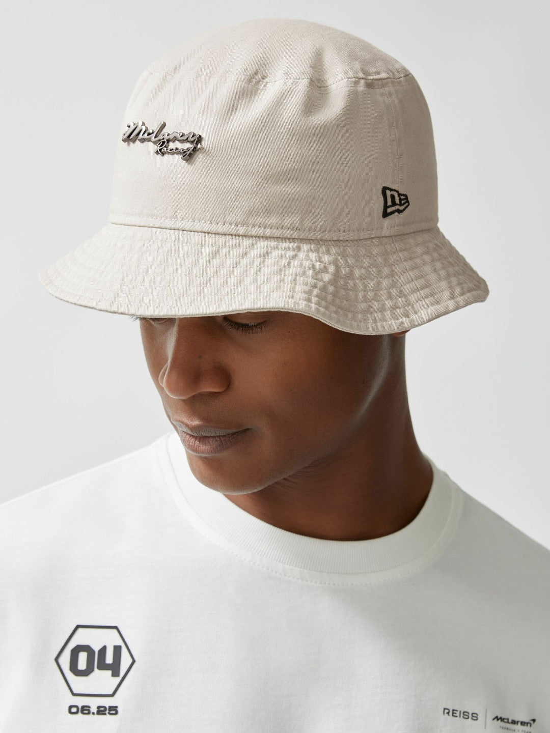 Reiss | Unisex Fit McLaren Racing Cotton Bucket Hat in Stone