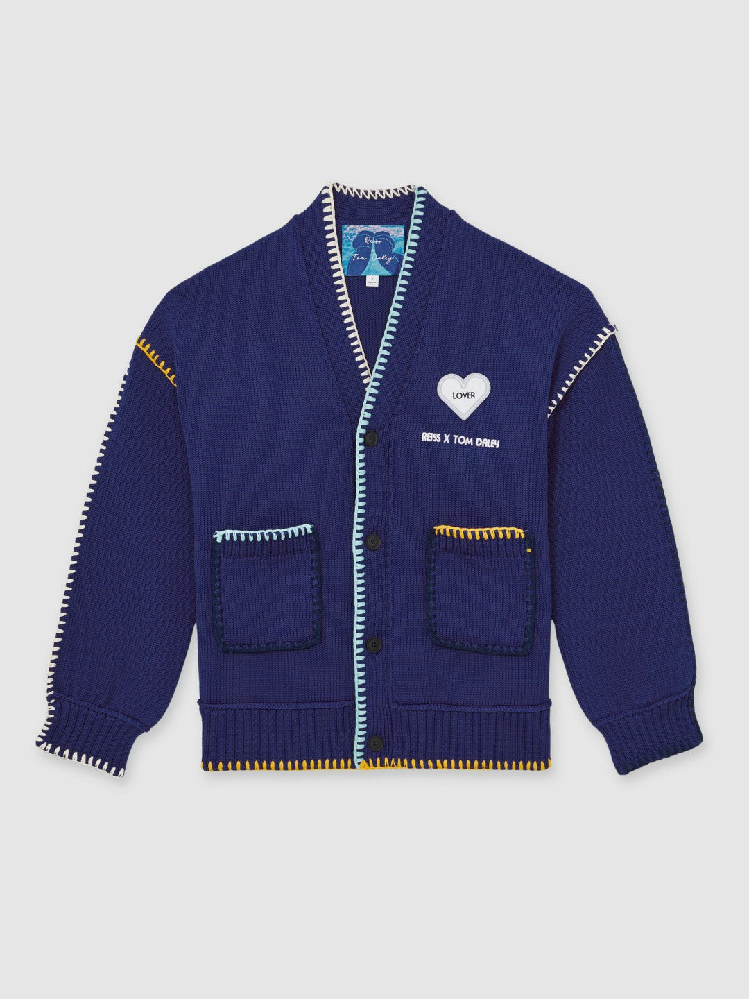 Reiss | | Tom Daley Lover Knit Cardigan in Navy Blue