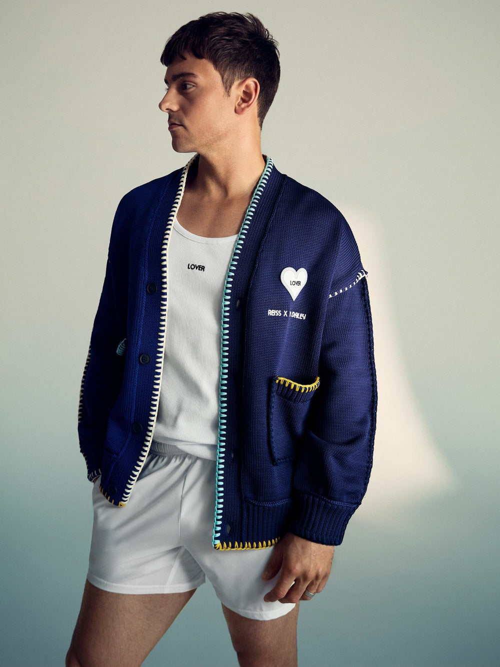 Reiss | | Tom Daley Lover Knit Cardigan in Navy Blue