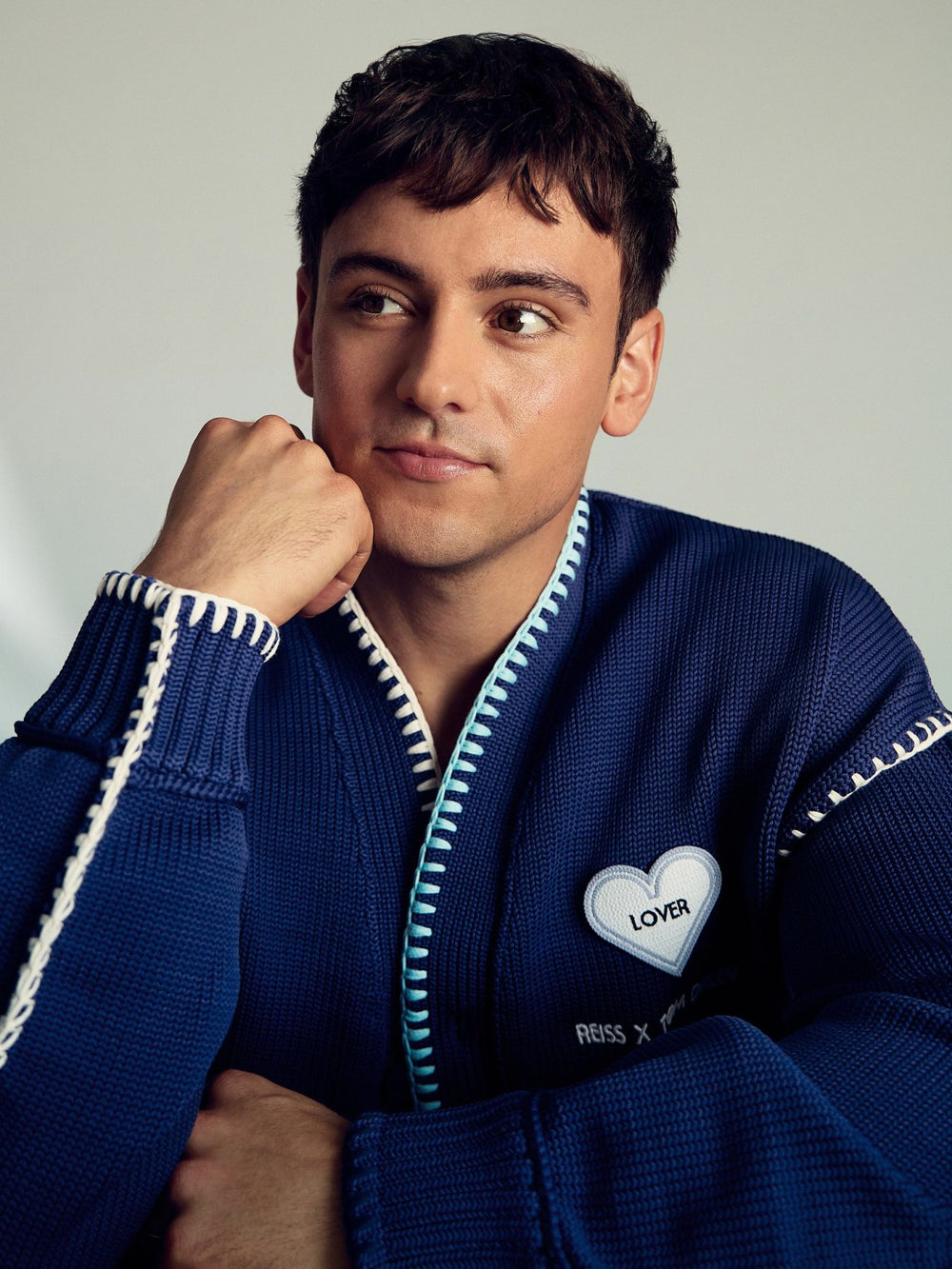 Reiss | | Tom Daley Lover Knit Cardigan in Navy Blue