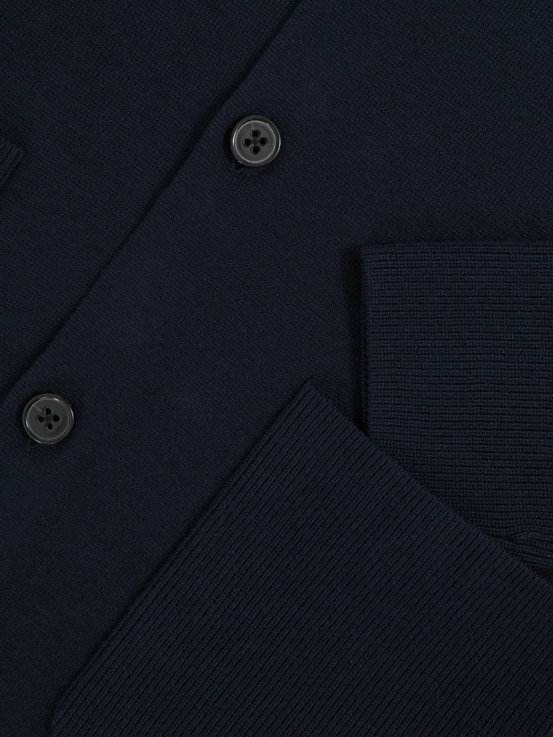 Reiss | Button-Through Ribbed-Sleeve Shirt in Navy Blue
