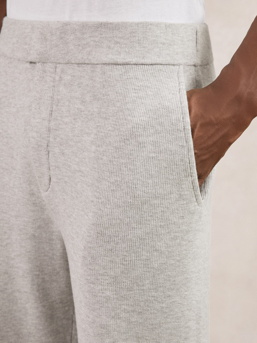 Reiss | Tapered Knitted Trousers in Soft Grey