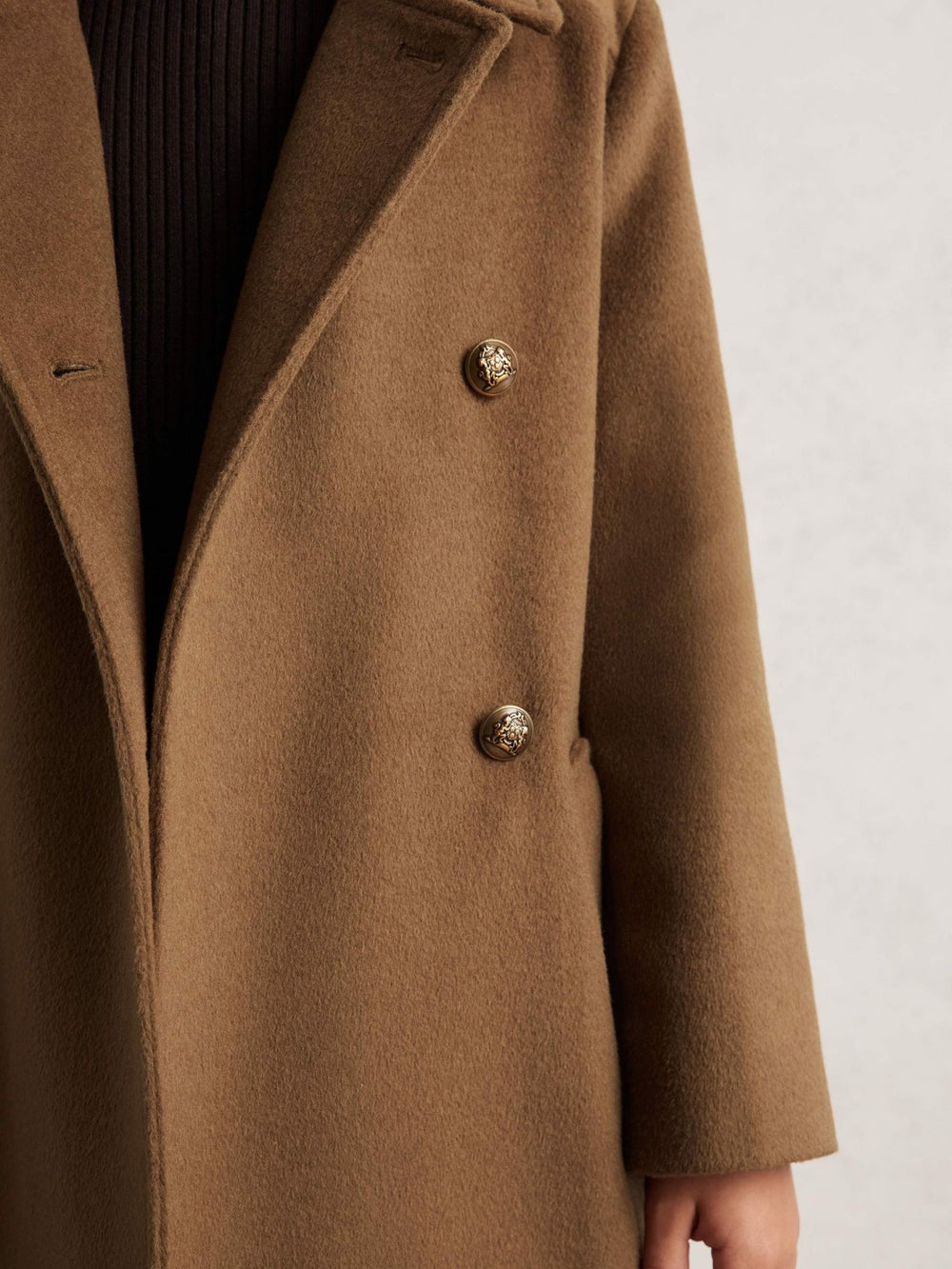 Reiss | 9-13 yrs Wool-Blend Double-Breasted Coat in Camel