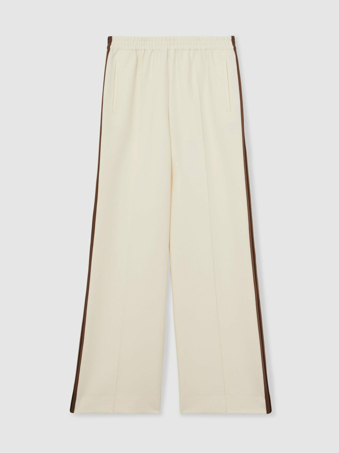 Reiss | Petite Side-Stripe Wide-Leg Trousers in Cream