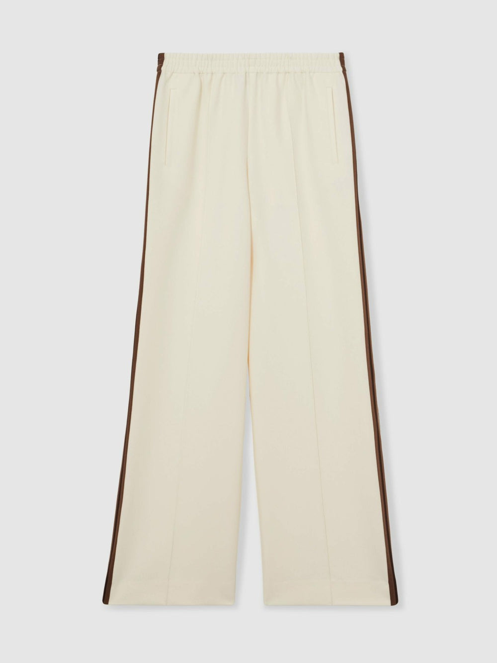 Reiss | Petite Side-Stripe Wide-Leg Trousers in Cream