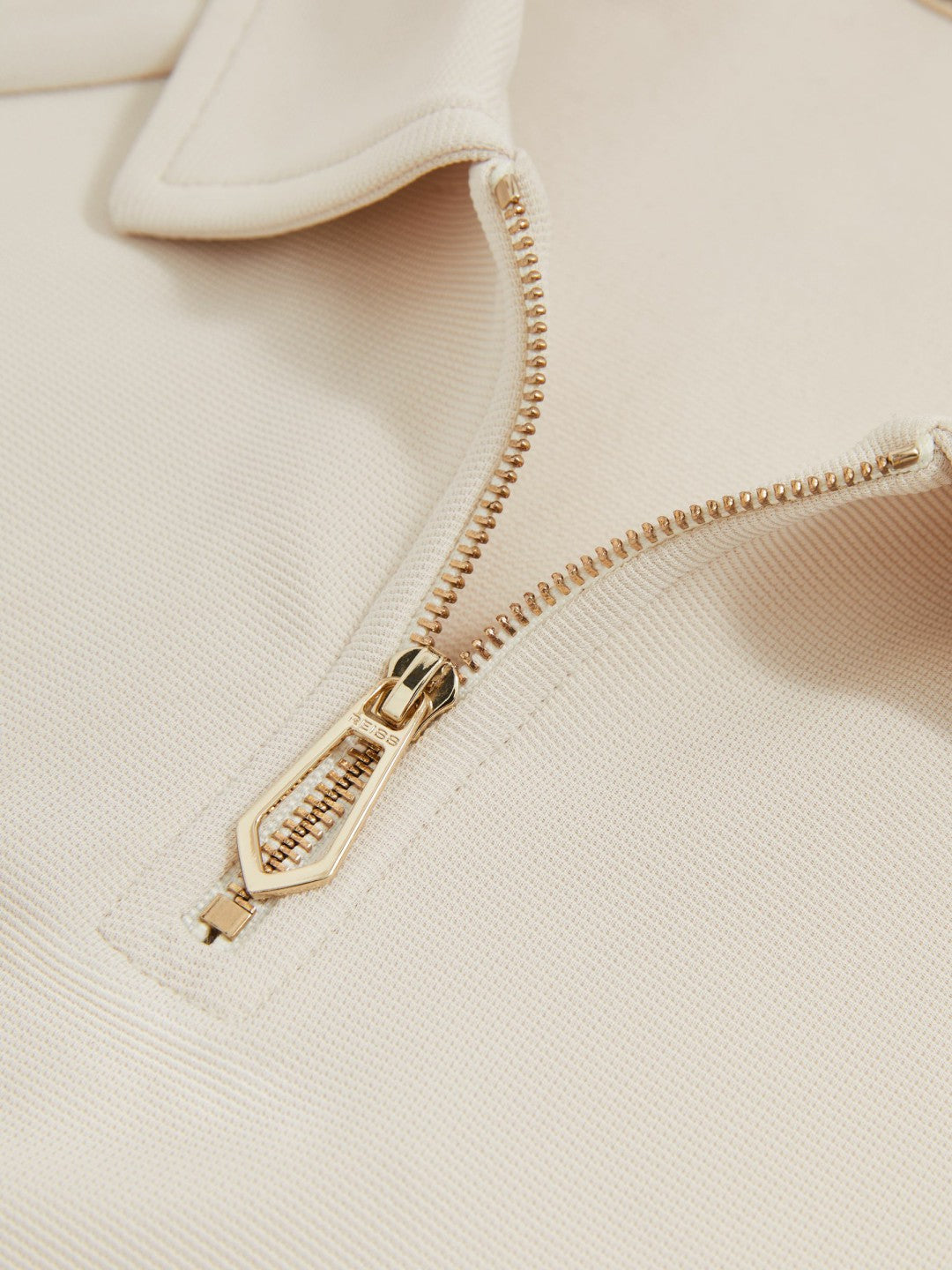 Reiss | Textured Raglan Half-Zip Polo Shirt in Stone