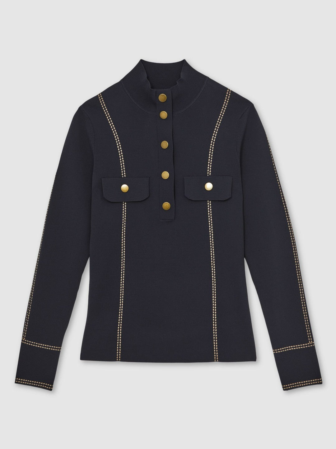 Reiss | Contrast-Stitch Knit Top in Navy