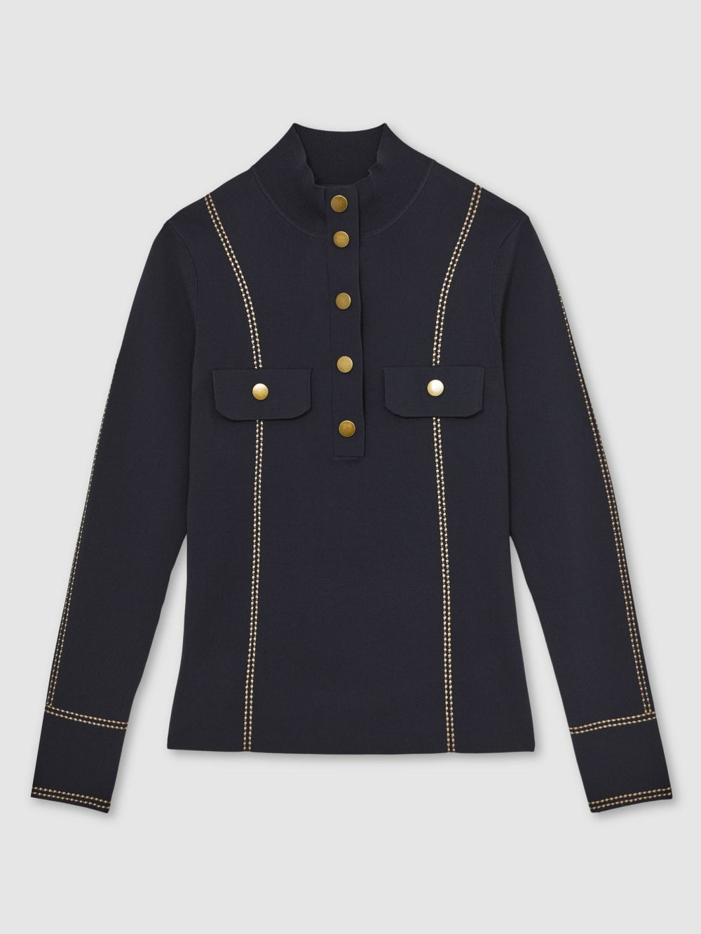 Reiss | Contrast-Stitch Knit Top in Navy