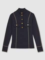 Reiss | Contrast-Stitch Knit Top in Navy