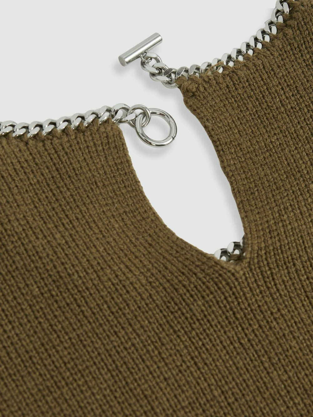 Reiss | Wool-Blend Necklace-Trim Jumper with Cashmere in Sage Green