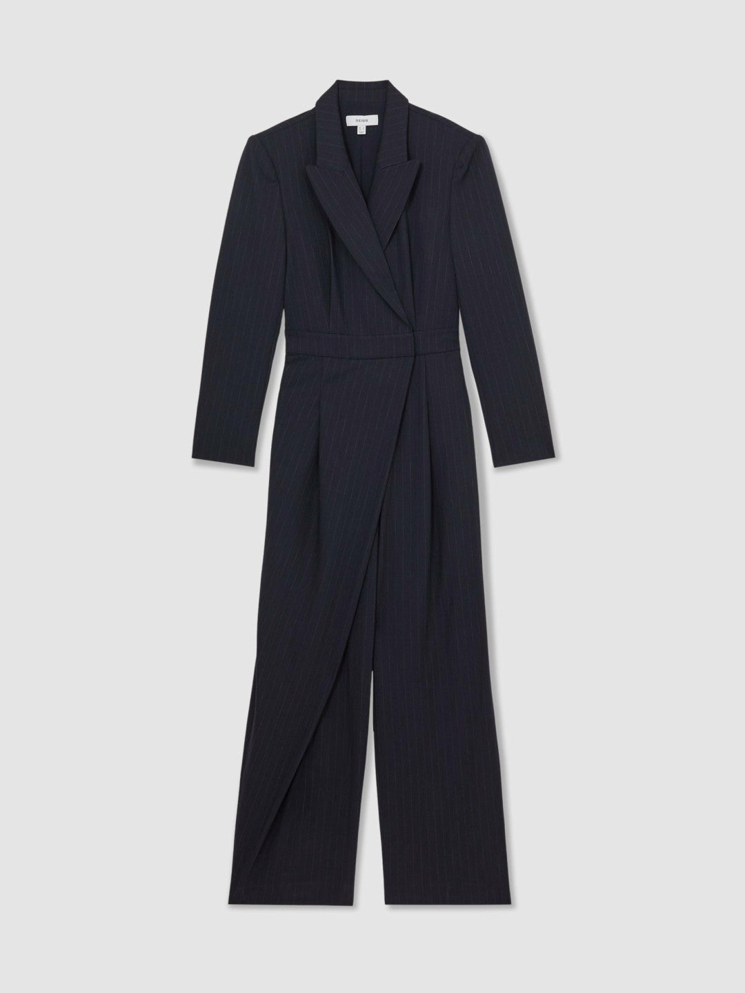 Reiss | Pinstripe Tailored Wide-Leg Jumpsuit with Wool in Navy