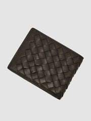 Reiss | Leather Large Lattice-Effect Wallet in Dark Brown