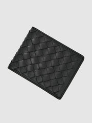 Reiss | Leather Large Lattice-Effect Wallet in Black