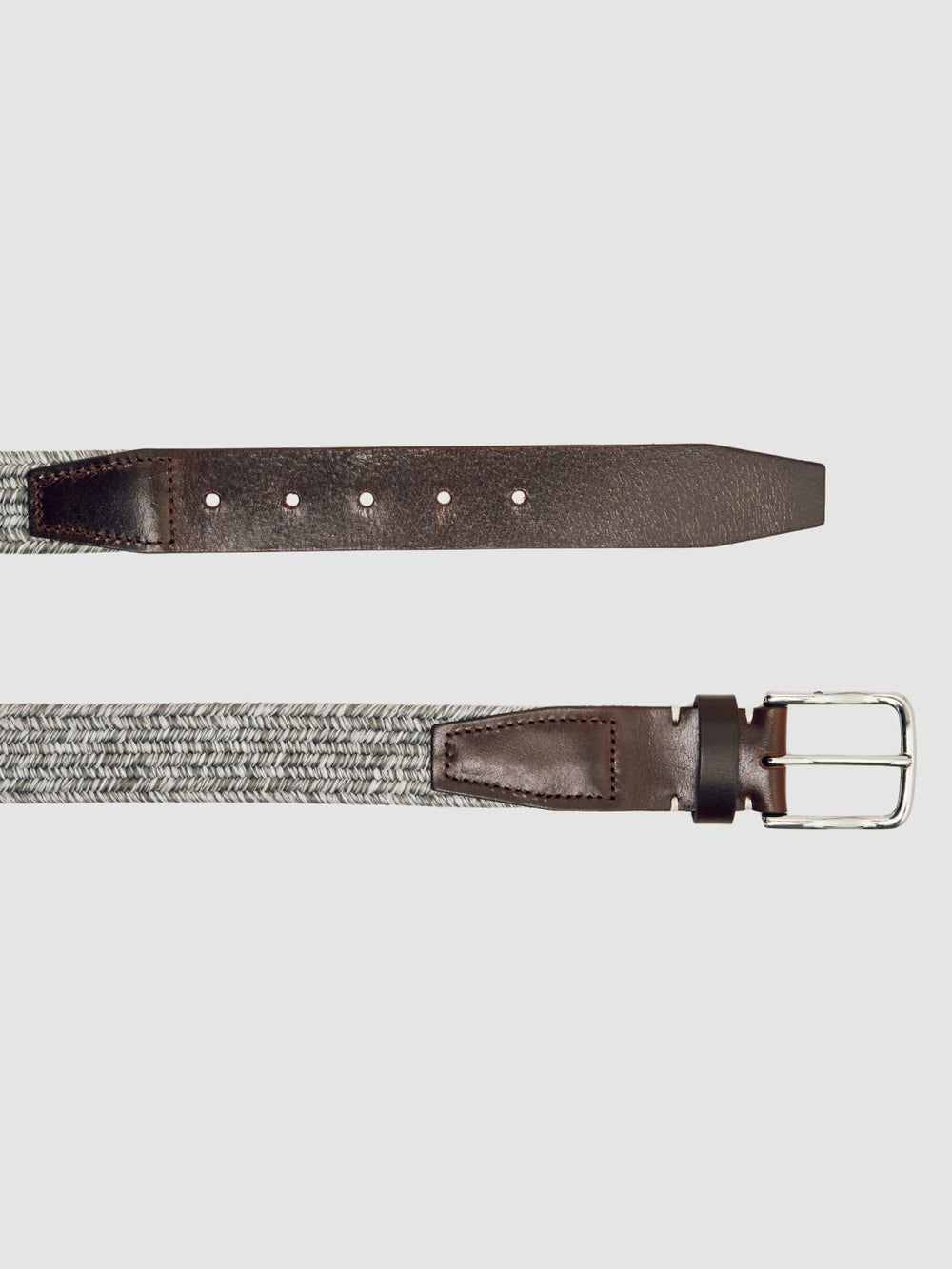 Reiss | Webbing Belt With Leather Trim in Soft Grey