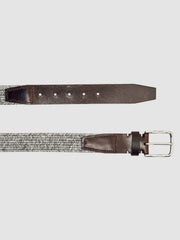 Reiss | Webbing Belt With Leather Trim in Soft Grey