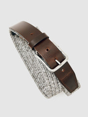Reiss | Webbing Belt With Leather Trim in Soft Grey