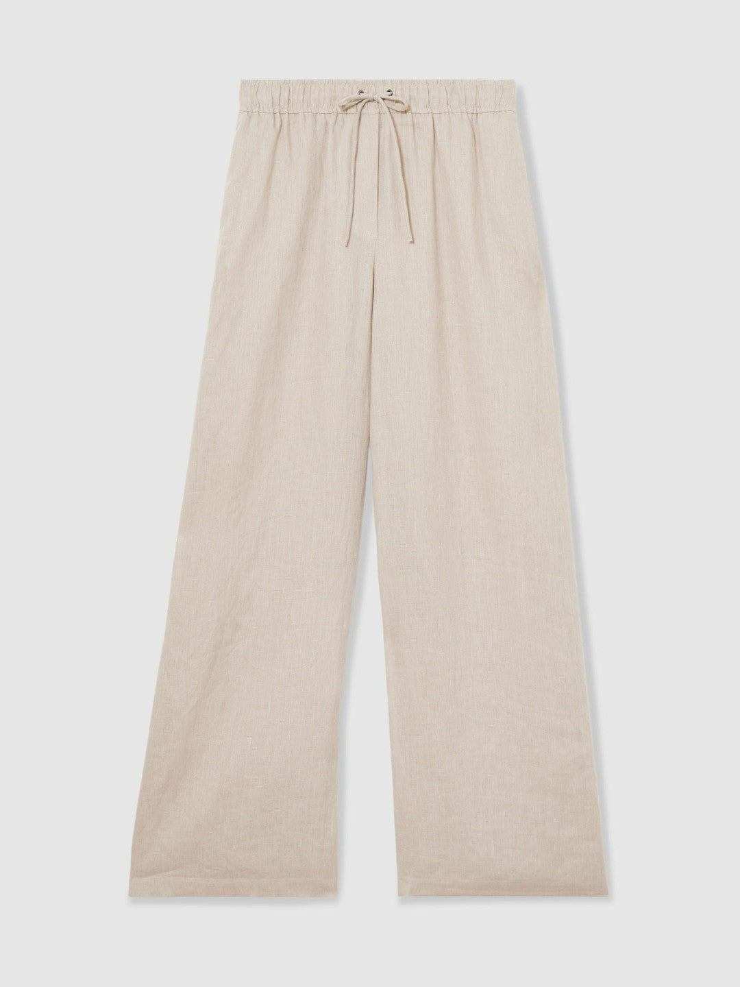 Reiss | Petite Linen-Blend Wide-Leg Trousers in Neutral