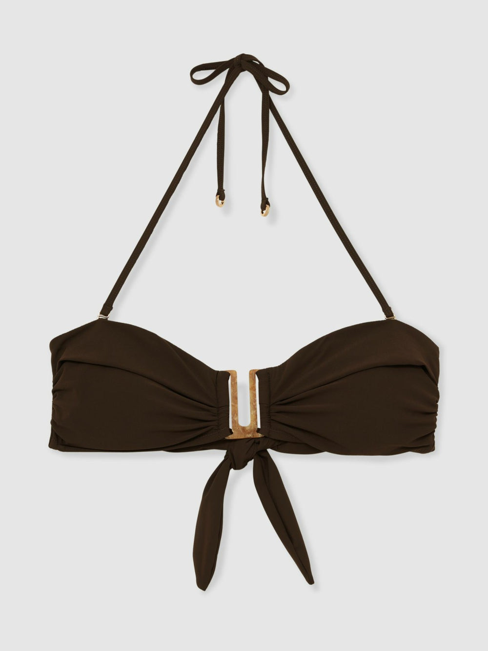 Reiss | Removable Strap Bandeau Bikini Top in Chocolate