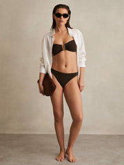 Reiss | Removable Strap Bandeau Bikini Top in Chocolate