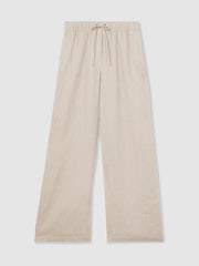 Reiss | Linen-Blend Wide-Leg Trousers in Neutral
