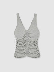 Reiss | Stretch Lyocell Jersey Ruched Vest in Silver Grey