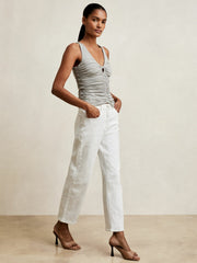 Reiss | Stretch Lyocell Jersey Ruched Vest in Silver Grey