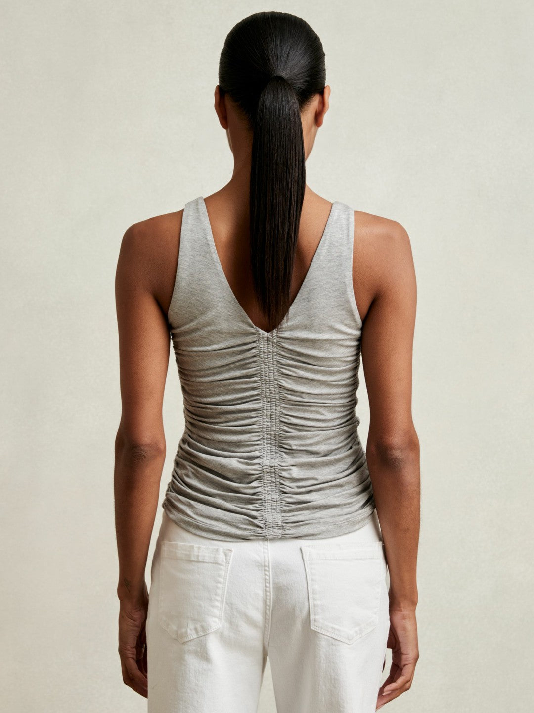 Reiss | Stretch Lyocell Jersey Ruched Vest in Silver Grey