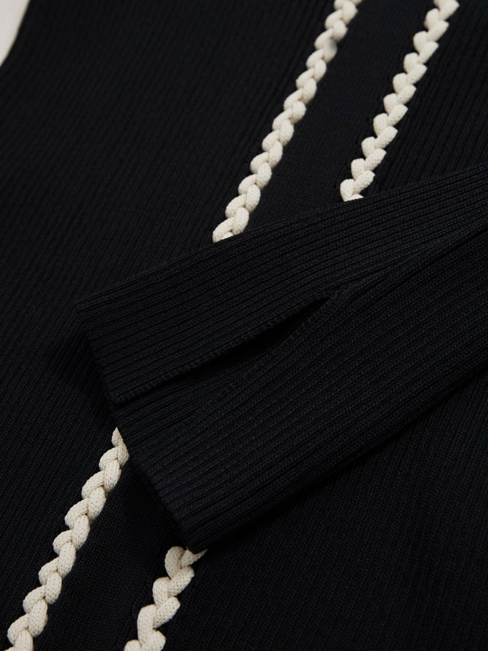 Reiss | Craft-Stitch Rib-Knit Top in Navy/White
