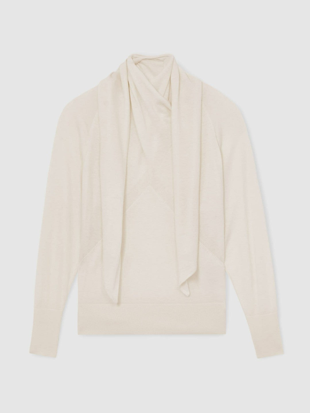 Reiss | Wool Scarf-Tie Draped Jumper in Cream