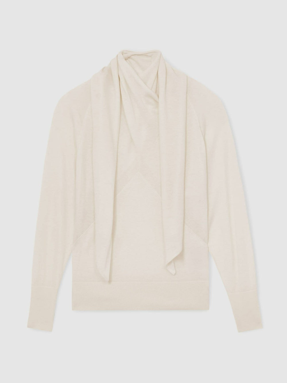 Reiss | Wool Scarf-Tie Draped Jumper in Cream
