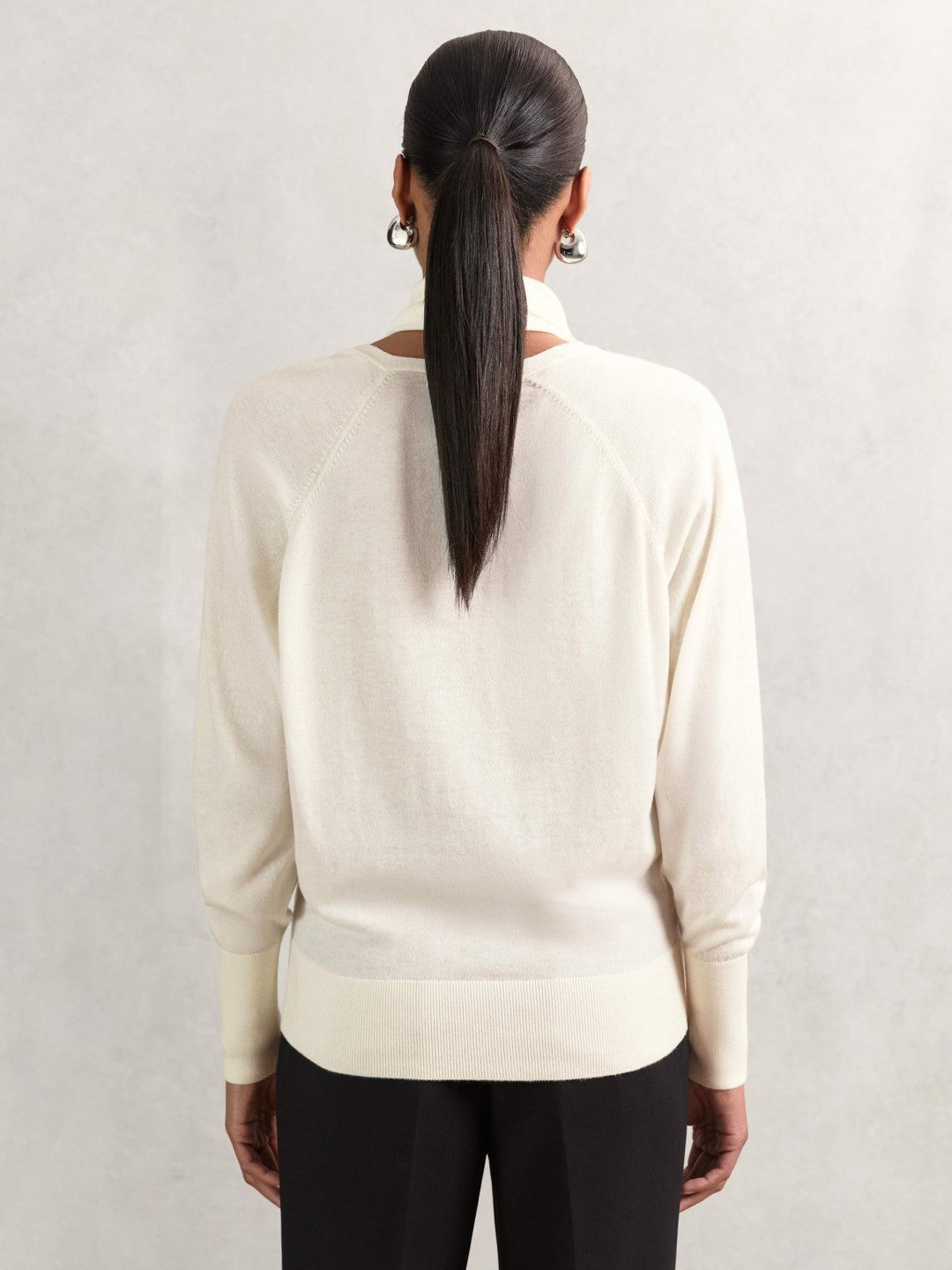 Reiss | Wool Scarf-Tie Draped Jumper in Cream
