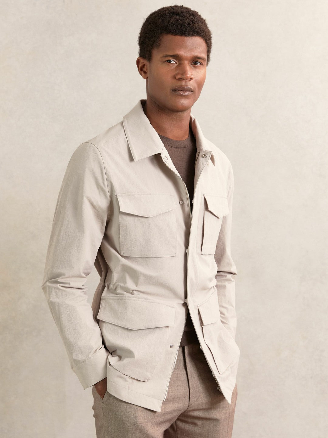 Reiss | Removable-Gilet Safari Jacket in Stone