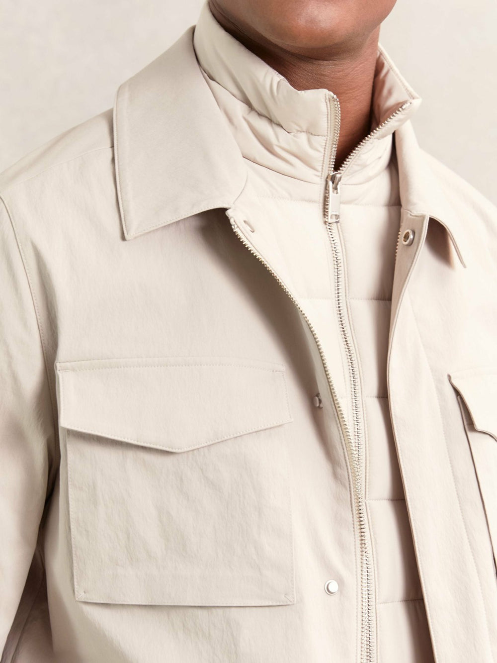 Reiss | Removable-Gilet Safari Jacket in Stone