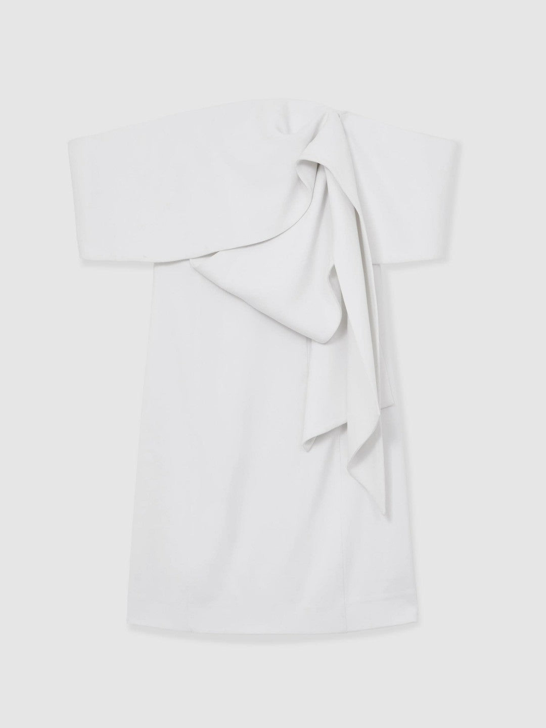 Reiss | Sculptural Off-Shoulder Mini Dress in Ivory
