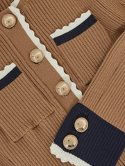 Reiss | 9-13 yrs Scallop-Trim Rib-Knit Dress in Camel