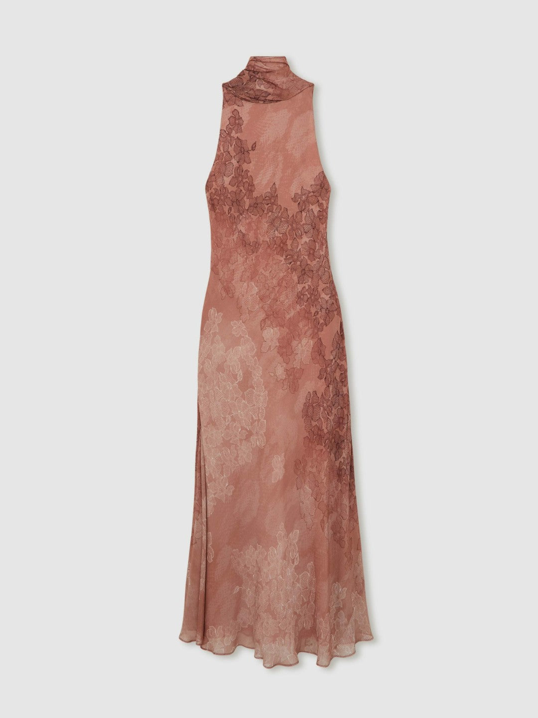 Reiss | Chiffon Floral Cape Maxi Dress in Pale Pink