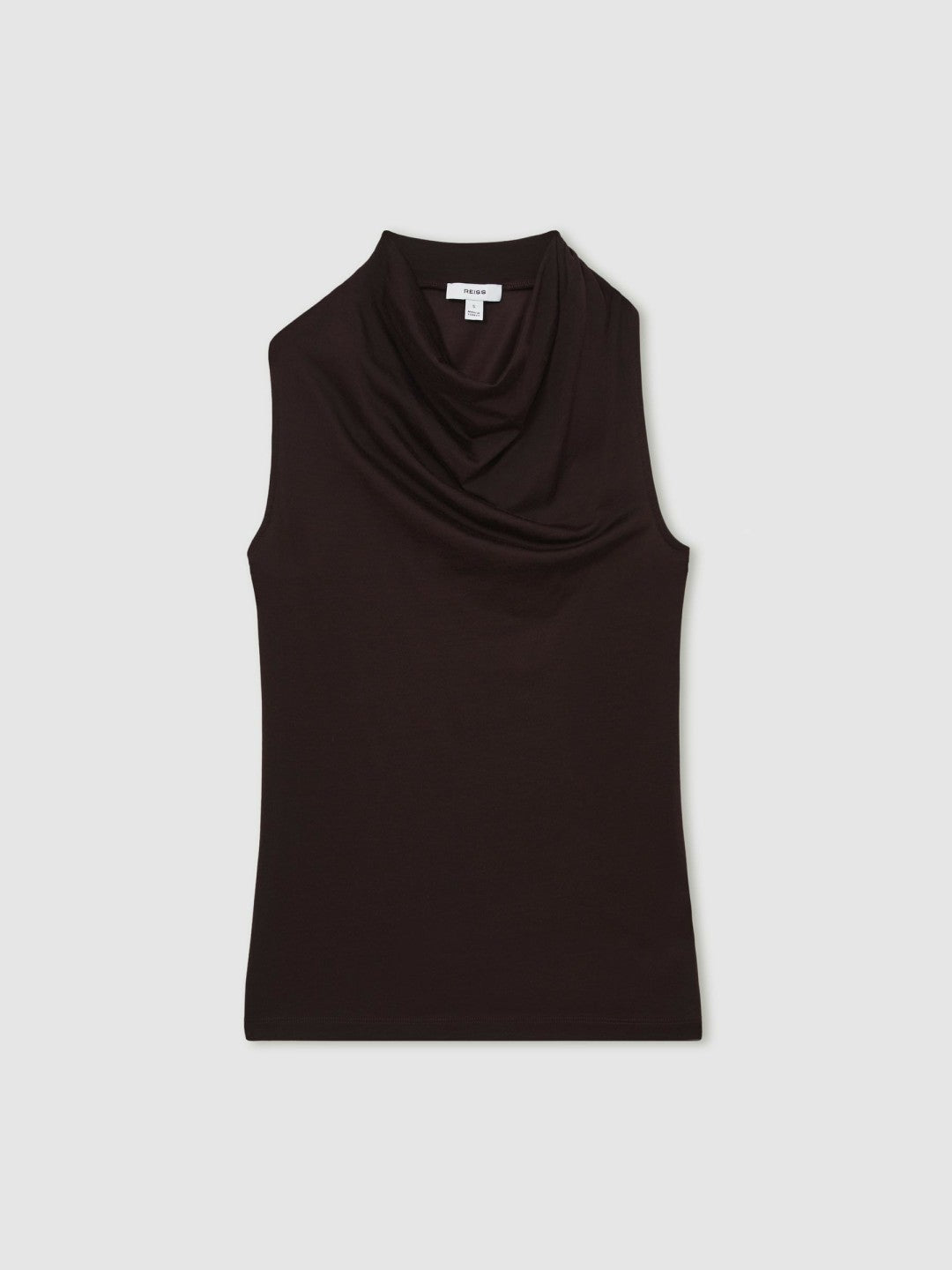Reiss | Cotton-Blend Cowl-Neck Sleeveless Top in Plum Purple